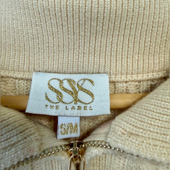 SSYS The Label Cream Cable Knit Half Zip Sweater S/M - Picture 4 of 6